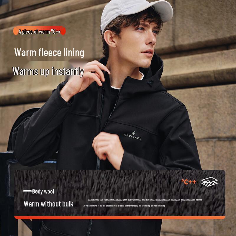 Navigare Men's 2025 Stain-Resistant Fleece-Lined Hooded Jacket