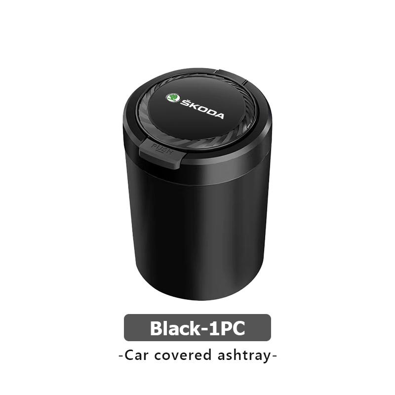 AAFO1 Car Emblem LED Ashtray Portable Smoke Ashes Holder Auto Interior Accessories For Skoda Kodiaq Fabia Kamiq Karoq Octavia 2 3