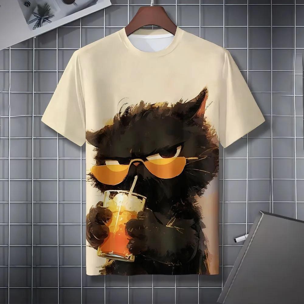 

Short Sleeve Cartoon Print T-Shirt Casual Weekend Wear Crew Neck Men and Teens Vacation Resorts Spring/Summer/Fall 6XL