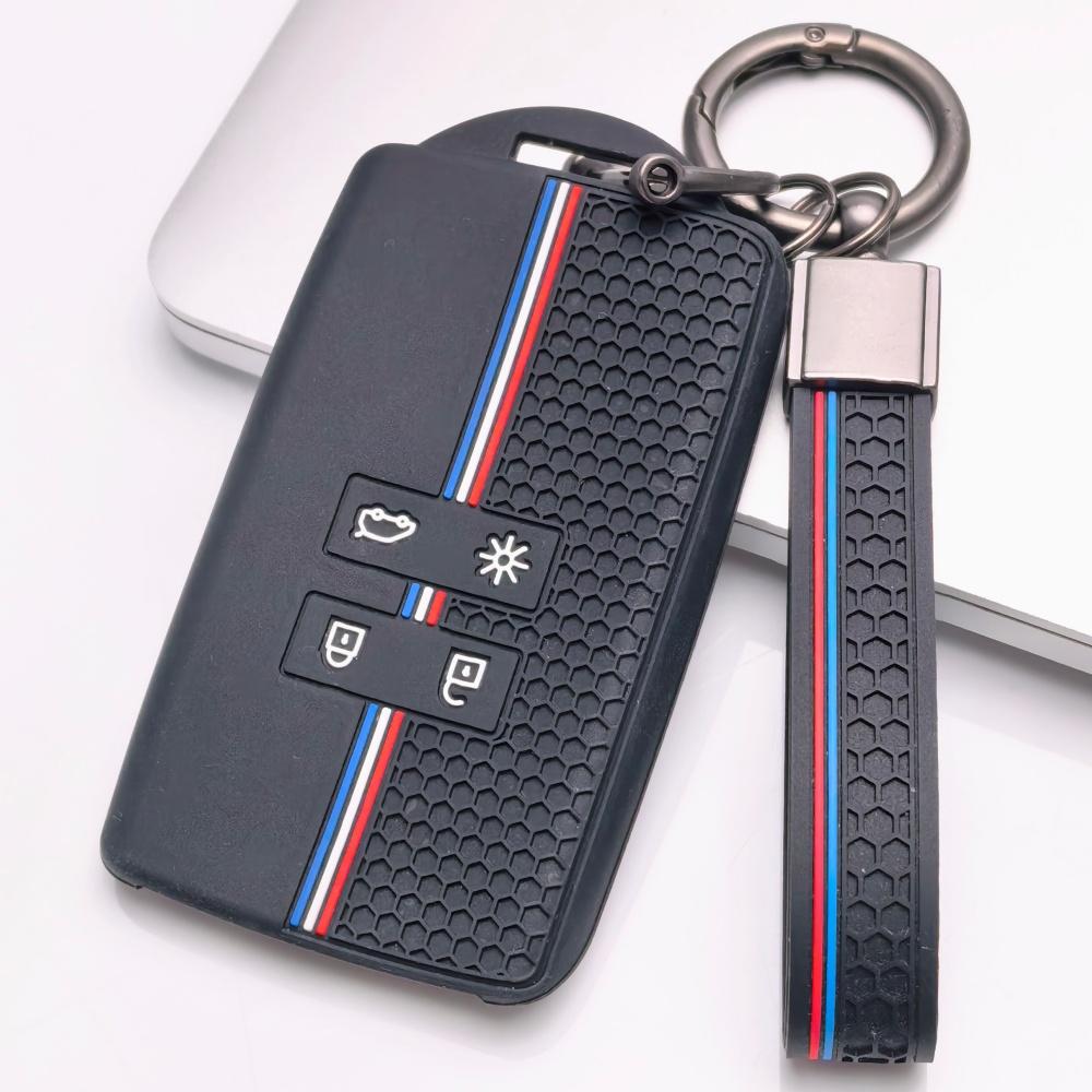 Silicone Car Key Fob Cover Compatible with Renault Koleos Kadjar Megane Talisman Captur Espace Arkana Scenic Smart Key Protective Case with Matching