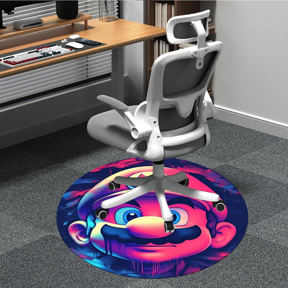 

1pcMario Office Round Area Rug, Indoor Mat Suitable For Office, Under Office Chairs Bedroom Living Room Home Decor, Room Deco 80cm