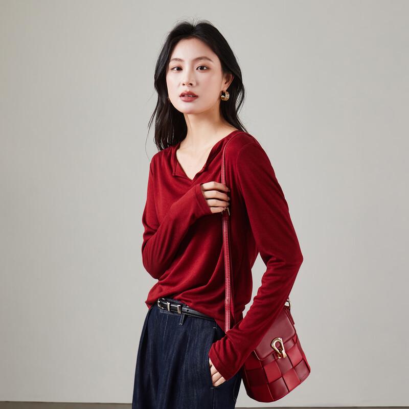 SOFSIL Women's Half-Open Collar Long Sleeve T-Shirt