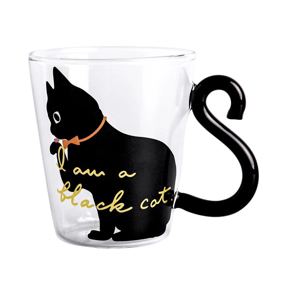 Creative Glass Water Cup With Handle Cute Cat Design Cartoon Two Styles Of Repeated Printing For Coffee And Milk Drinks