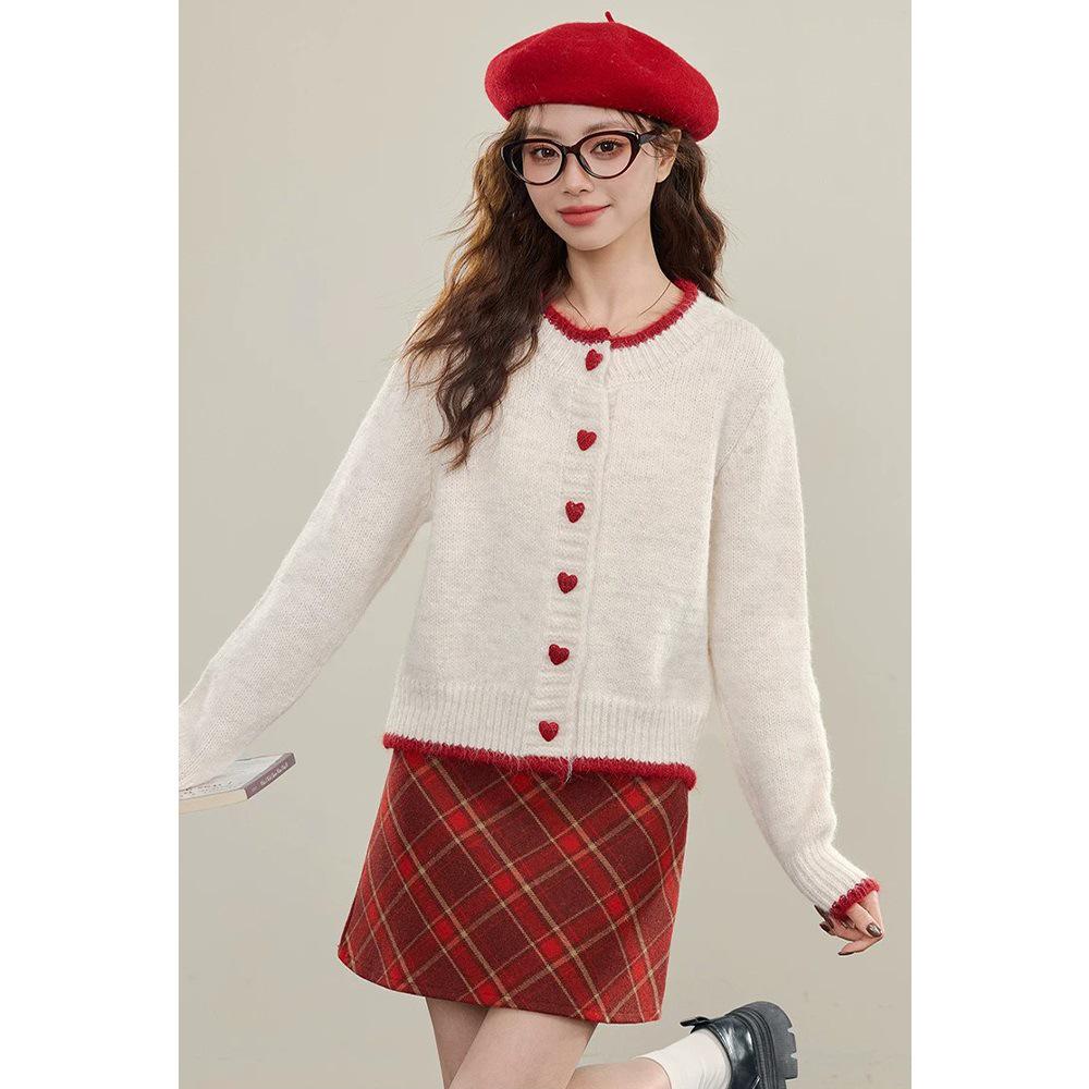 Autumn 2026 Color Block Knit Cardigan Sweater - Soft, Versatile, Short, and High Quality