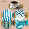 4pcs/set Whimsical Fish-Shaped Wooden Coasters Heat-Resistant For Coffee & Tea Lovers