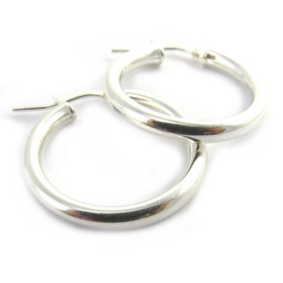 [M8777] - Silver Hoop Earrings 'Choreography' 2.5 Cm 3 Mm