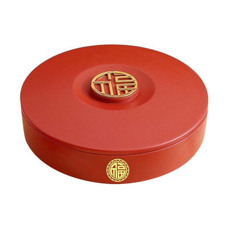 Wedding Fruit Plate Simple And Fashionable New Year'S Round Candy Box Happy Candy Box Large Capacity Grid Nut Melon Seed Dried Fruit Plate