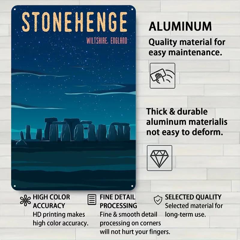 UK Stonehenge Monument Metal Sign Landscape Poster Gaming Room Decoration Custom Tinplate Plaques for Wall Art Decoration Retro