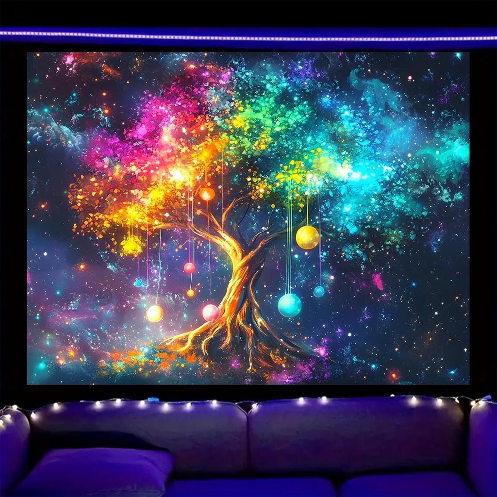 Nuxovilar UV Reactive Tapestry Skeleton Halloween Dinner Scene BlackLight Tapestries Cool UV Black Light Spooky Party Tapestry L