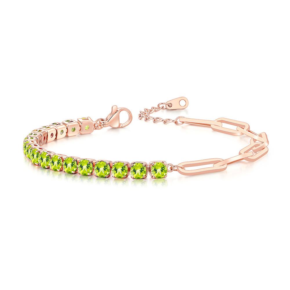 Paper Clip Splicing Tennis Bracelet Women'S Round Zircon 12 Birthstone Jewelry