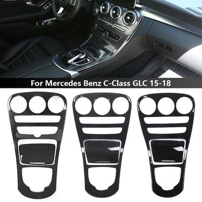 2Pcs/Set Car Center Console Gear Shift Panel Cover Trim Carbon Fiber Pattern For Mercedes Benz C GLC 15-18