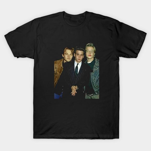 

Men Black Print T-shirt Leonardo Dicaprio Johnny Depp Brad Pitt No-Cut Transfer Paper Print Cotton Tshirt 2XL