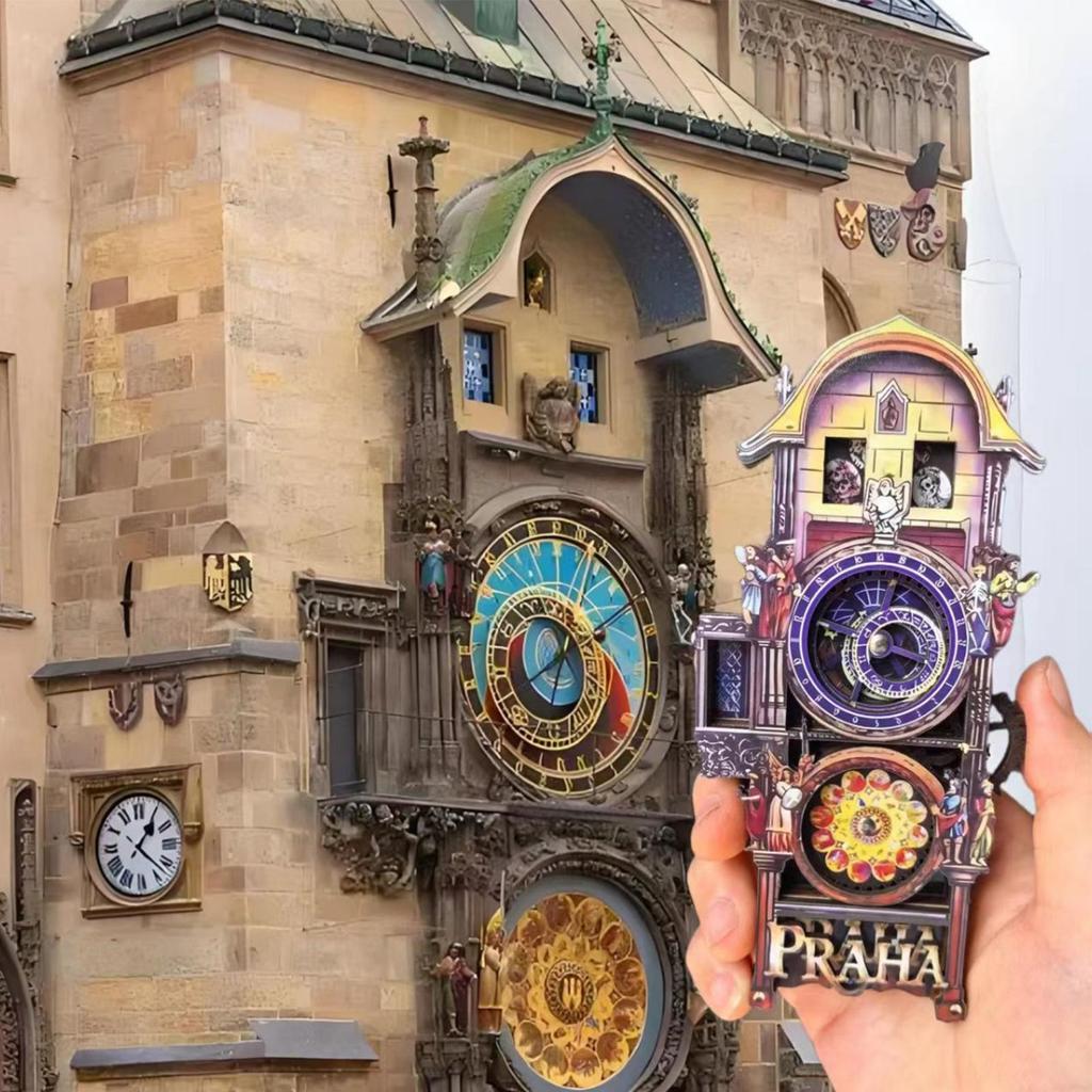 Kühlschrankmagnete Prager Astronomische Uhr Magnetischer Kühlschrankaufkleber Reisesouvenir Dekorativ für Küche Zuhause Wohnung Büro