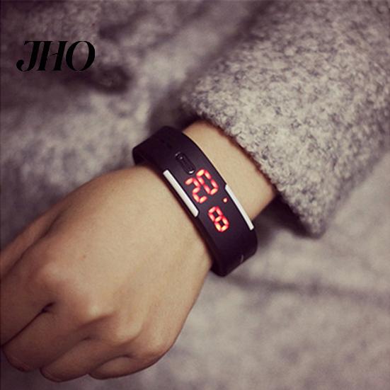 Orologio da polso digitale touch con cinturino sportivo LED rosso in silicone moda uomo donna