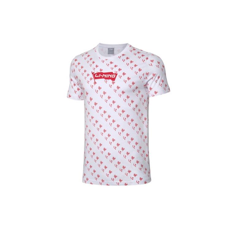 Li-Ning Basketball Series Red Flag Printing Short Sleeve White Men s AHSP825-1 M
