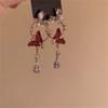 Delicate Red Zircon Butterfly Tassel Drop Earrings For Women Luxury Crystal Animal Butterfly Earring Wedding Party Jewelry Gifts