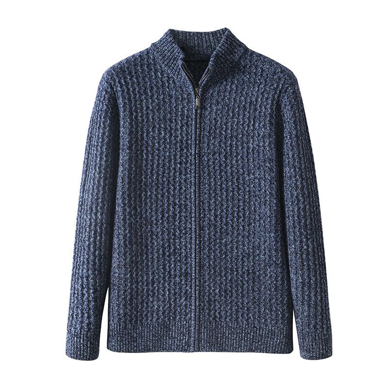 Wool Zipper Cardigan Men'S Semi-Turtleneck Winter Thickened Cashmere Sweater Business Casual Knitted Sweater Jacket