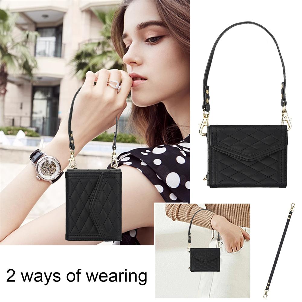 Blocking Card Holder Leather Cover for Samsung Galaxy Z Flip 6 5 4 3 Flip6 Flip5 Flip4 Flip3 5G Crossbody Wallet Phone Case