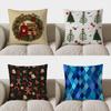 Home Decor Christmas Wreath With Birds And Gifts Pillow Pattern Cushion Cover Suitable For Sofa Bedroom Car Pillow Cover