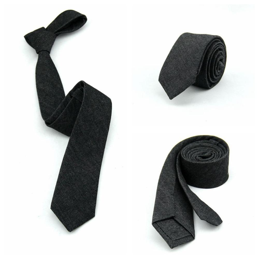Adjustable Jean Fabric Tie Narrow Retro Cravat Simple Denim Men Necktie  Business