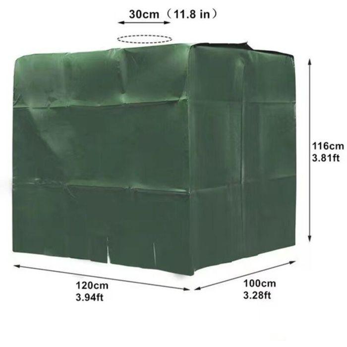 Cover for IBC Tank 1000 L 120×100×116 Cm - Green Oxford Polyester Cover, UV-resistant, Waterproof, Dustproof