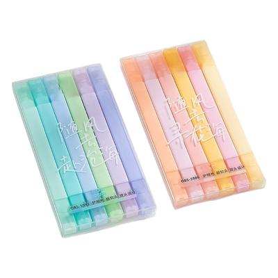 Dubbelsidig Highlighter Pennor 6/12 Färger Dubbelspetsig Highlighter för Scrapbooking Anteckningsbok Dagbok Färgning