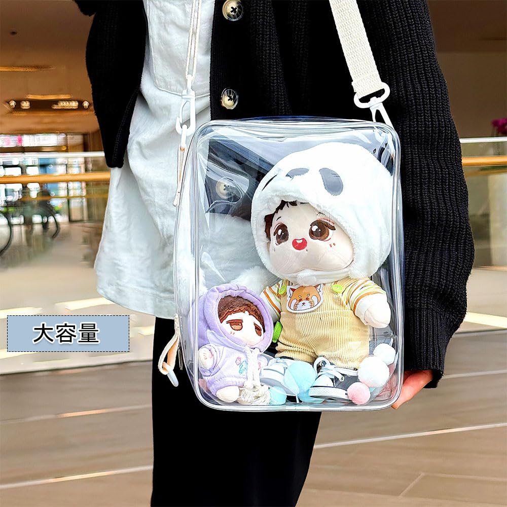 [DFsucces] Ita Bag, Shoulder Bag, Dustproof, Waterproof, Clear Bag, Doll Case, Stuffed Animal Pouch, Fully Transparent, Large Capacity, For Going