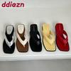 Fashion Fashion Square Toe Ladies Flats Slippers Sandals Shoes Summer Beach Flats Female Flip Flops Slides Slippers Shoes For Women