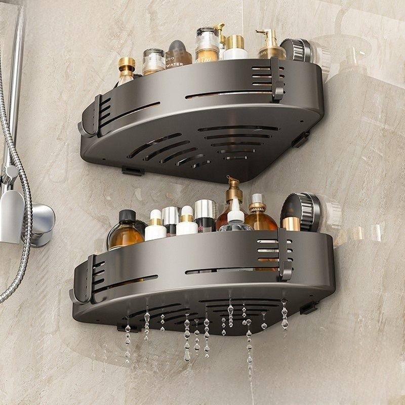Bathroom Wall Mount Shelf With Abs Material And Padded Suction Cups For Shower Storage