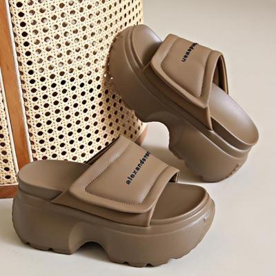 Fashion 9cm New Summer Women Slippers Thick Soles Flip-Flops Ladies Wedge Heels Beach Shoes Woman High Platform Slippers Outside Sandals