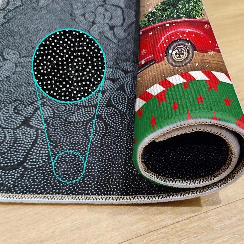 Christmas Room Floor Decoration Carpet Kitchen Mat House Entrance Doormat Home Bathroom Hallway Non-Slip Foot Rug Bedroom Living