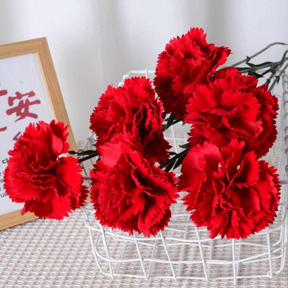 54cm Artificial Red Carnations Real Touch Fake Plants Simulation Carnation Flower  Wedding