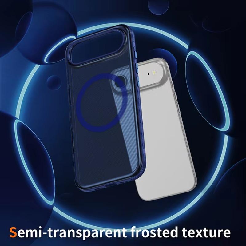 Matte Carbon Fiber Pattern Clear Phone Case for IPhone 17Air 16E 15 14 Plus 13 12 Pro Max Magnetic Charge Anti-Drop Protect Case