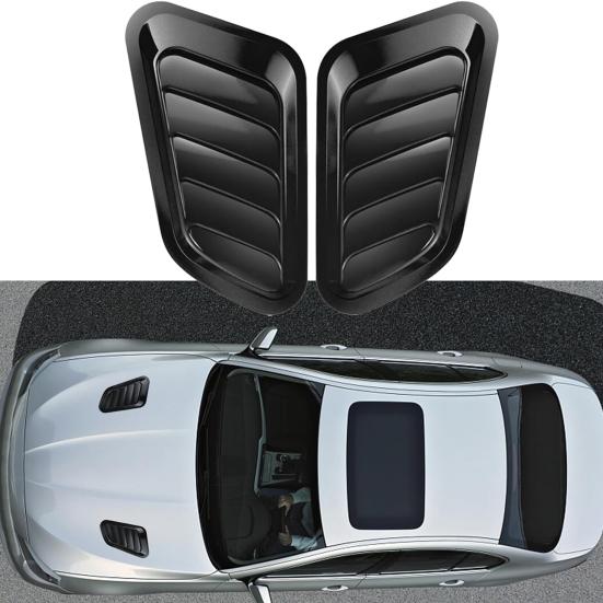 2Pcs Car Hood Air Vent Cover UV-proof Non-Fading Solid Color Universal Size Easy To Install Car Hood Vent Scoop Kit