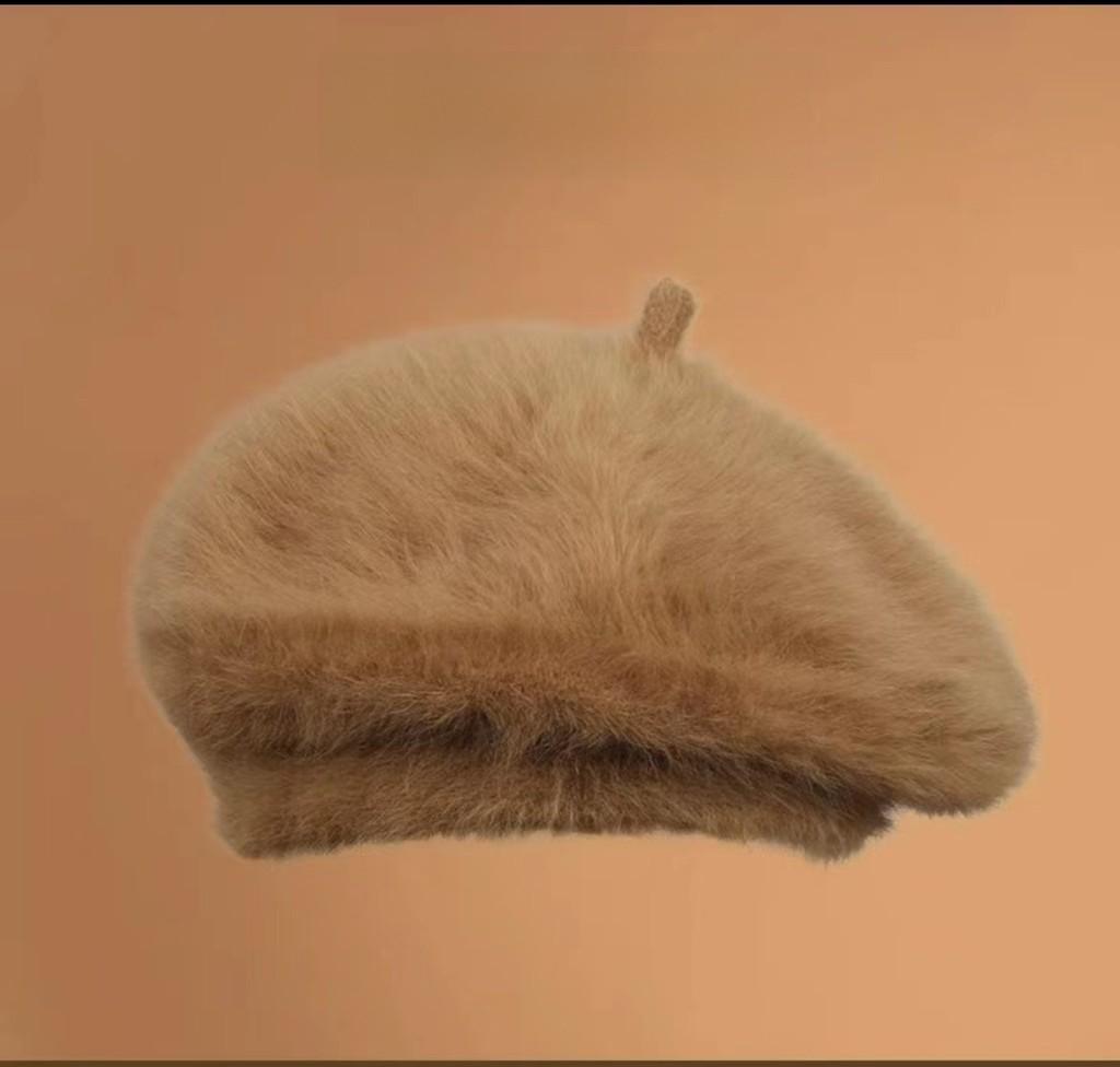 Beanie Hat For Women Autumn Winter Rabbit Fur Beret Sun Protection Stylish Knit