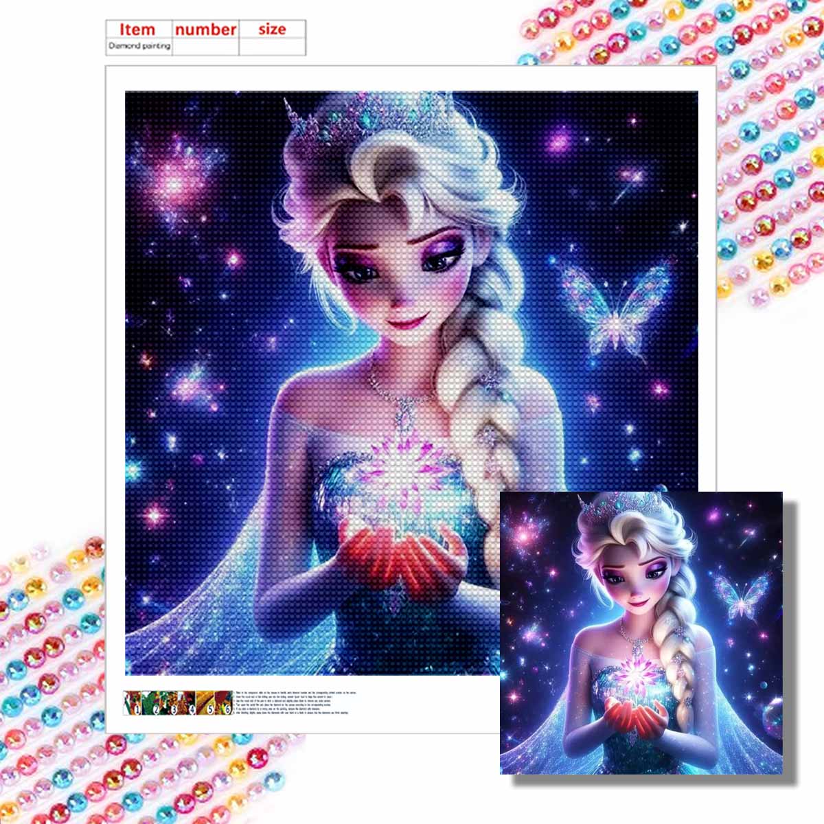 

5D DIY Diamond Painting Decorative Ice Queen Aisha Full Round Drill Scenery Diamond Embroidery Cross Stitch Kits Home Decor Gift Round 20x20cm
