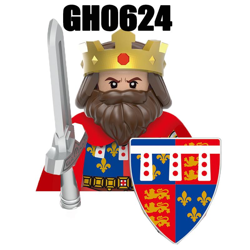 Medieval Military Europe King Soldier Figures Building Blocks Castle Lion Knight Sword Infantry Weapon Warrior Bricks Toys Gifts