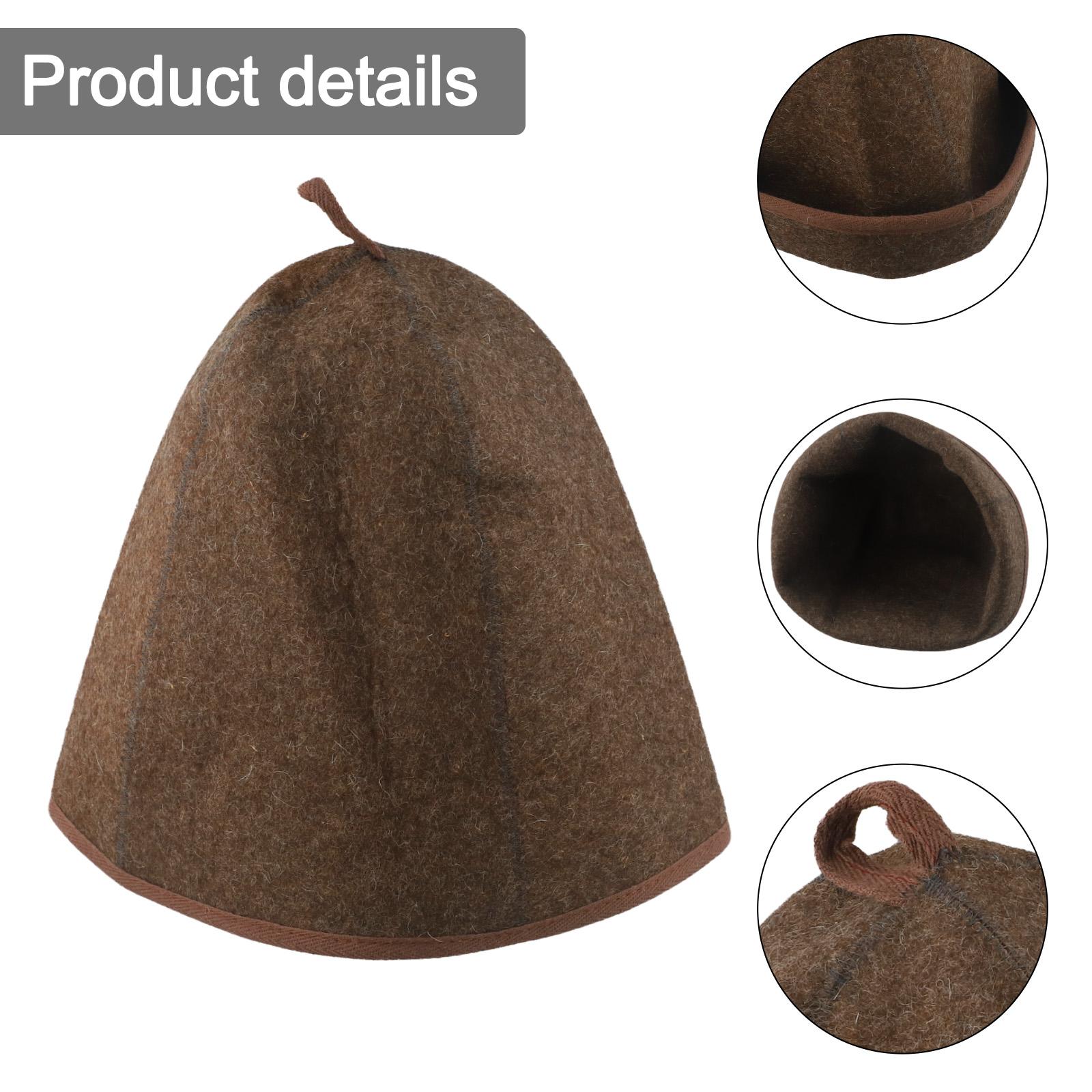 Sauna Felt Hats Sauna Bathwool Hat 34*26*0.3CM Banya Room Vaporarium Hats Brown Hat Sauna Hat Adjustable Strap