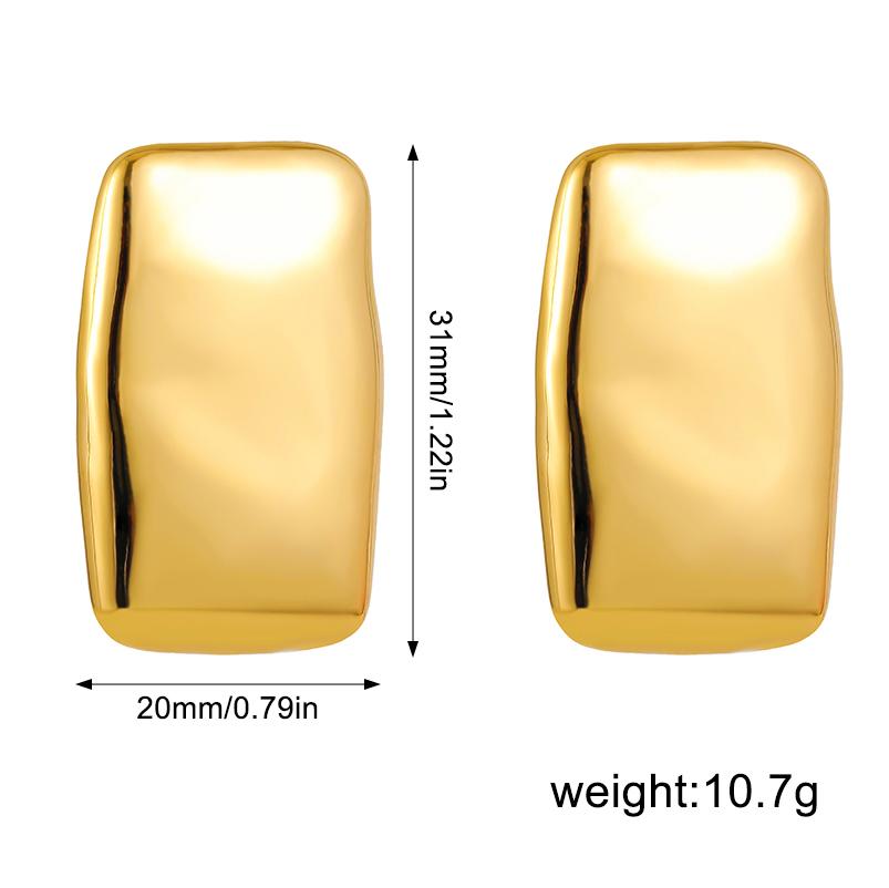 Creative Gold Plated Stainless Steel Round Geometric Earrings for Women Statement Geometric Studs Fashion Jewelry Waterproof