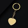 Heart-Shaped Stainless Steel Metal Keychain with Laser Engraving