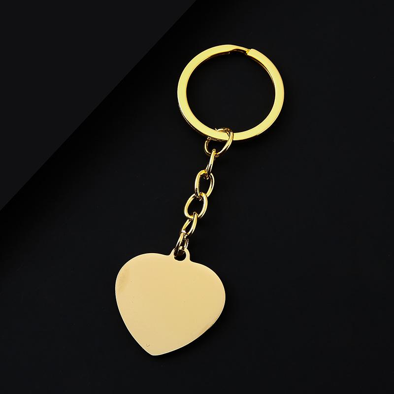 Heart-Shaped Stainless Steel Metal Keychain with Laser Engraving