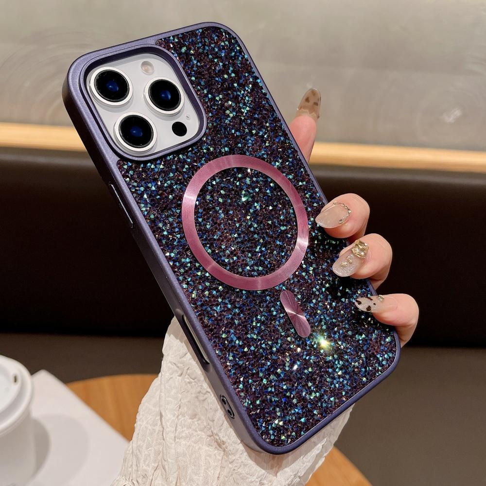 Glitter Sparkling Rhinestones Diamond For Magsafe Case For iPhone 18 17 16 Pro Max 15 14 13 12 11 Magnetic Wireless Charge Cover