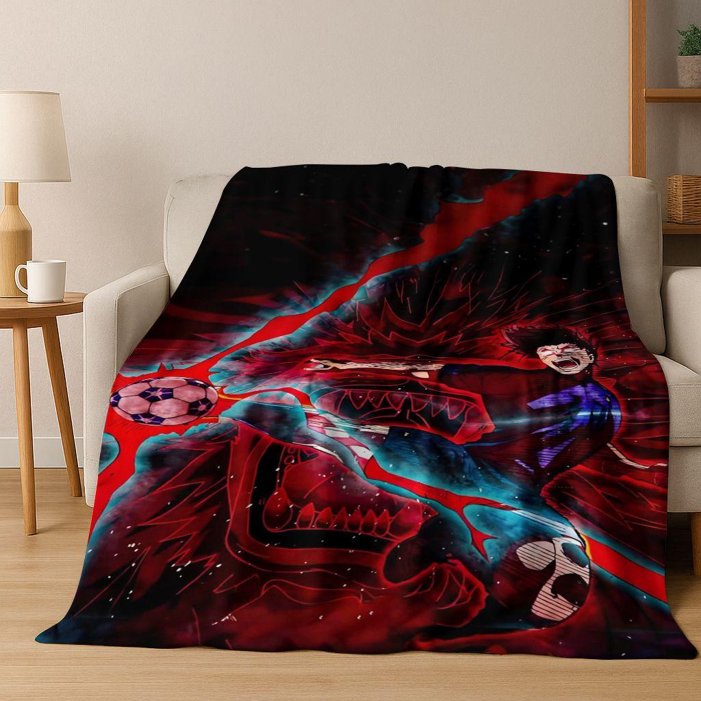 Cartoon BLUE LOCK Football Anime Isagi 3D Flannel Blanket,Warm and Cozy Soft Throw Blanket for Home Bedroom Bed Sofa Cover Kids