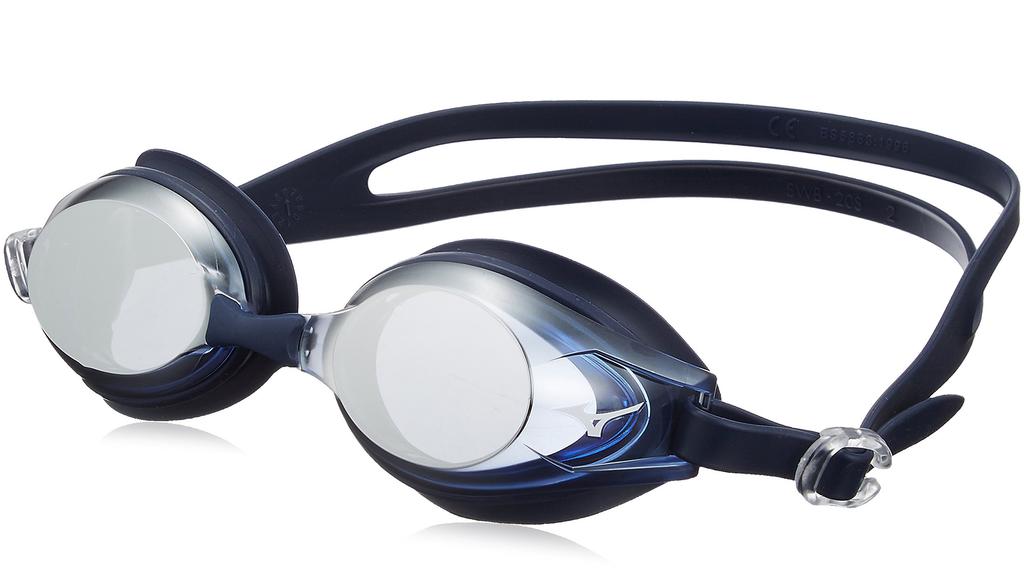 MIZUNO Swim Cushion Blue with Silver Mirror Goggles, Type, N3JE601114,