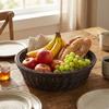 Round Handwoven Fruit Basket Breathable Vegetable Drain Basket Snack Basket  Bread Display