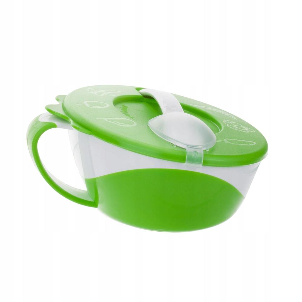 Canpol Babies Bowl With Lid And Spoon, Green Cow, 1 Pc