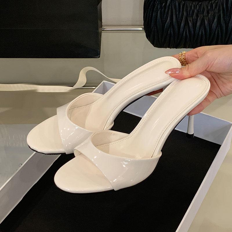 Fashion Female Slip On Footwear Thin Heels Pumps Women Slides Shoes Fashion Round Toe Party Sexy Ladies High Heels Shoes Sandals