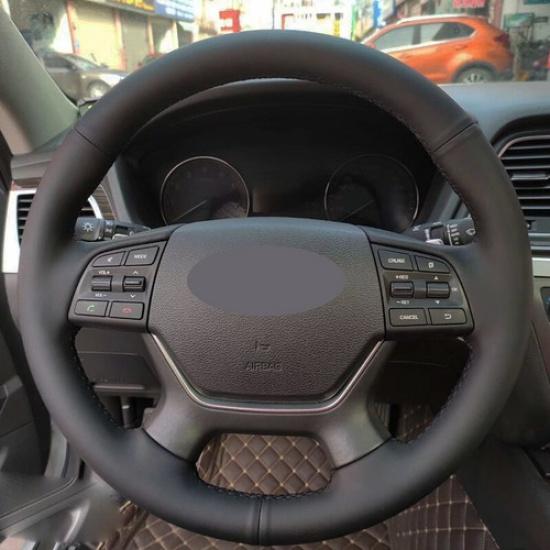 DIY Hand Sewing Car Steering Wheel Cover Wrap For Hyundai Genesis 2015 2016