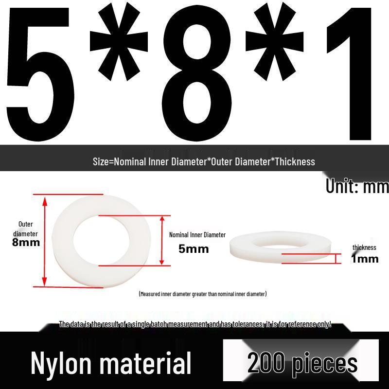 White Wear-Resistant Nylon Flat Washer Round Plastic Insulating Gasket M4-M20