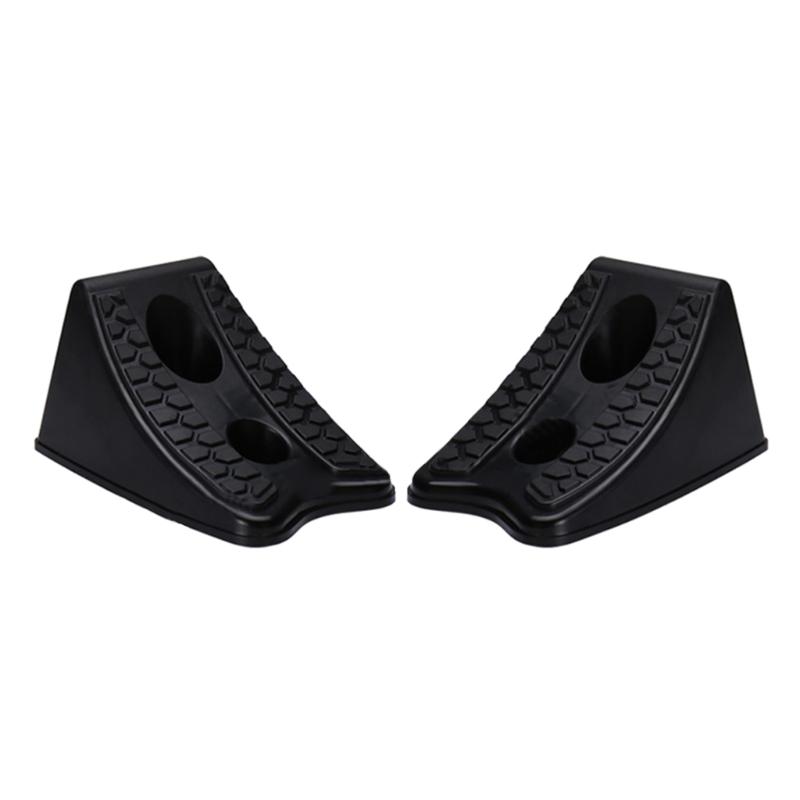 

2Pcs Vehicle Wheel Tire Chock Stop Block Wheel Slip Resist Base Tire Support Pad Heavy Duty Wheel Stopper Control Black 1